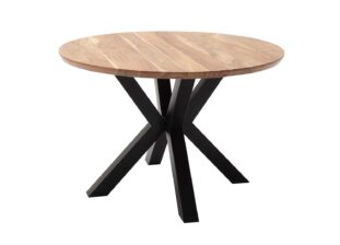table ronde 120 cm en bois et metal noir