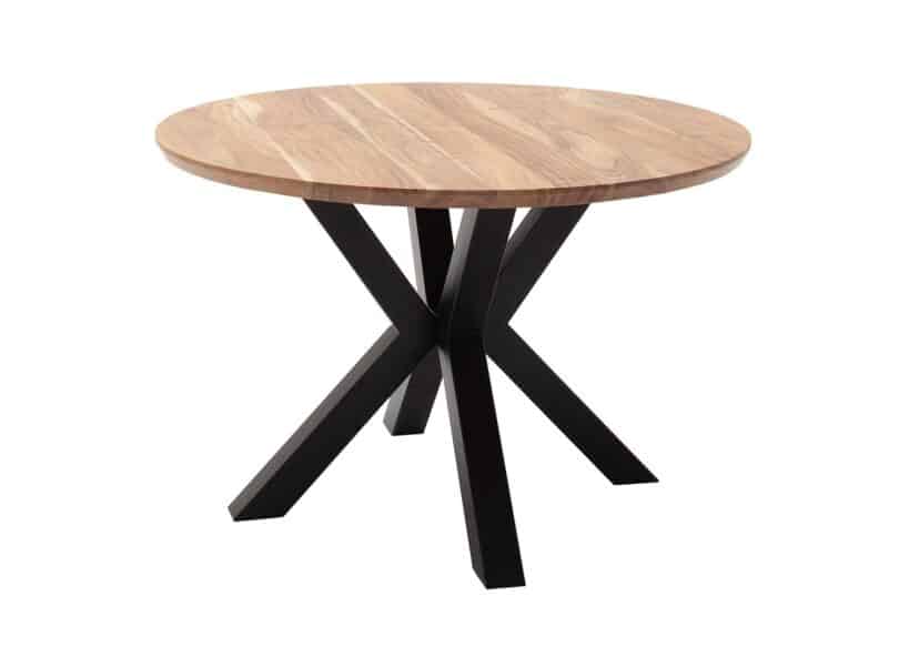 table ronde 120 cm en bois et metal noir