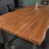 table a manger industrielle en bois massif et acier inoxydable