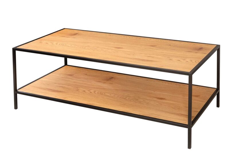 table basse 120 cm bois et metal noir