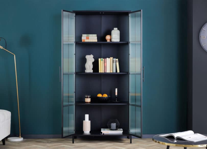 vitrine 2 portes design en metal noir