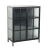 commode ou vitrine moderne pas cher en metal noir et verre strie