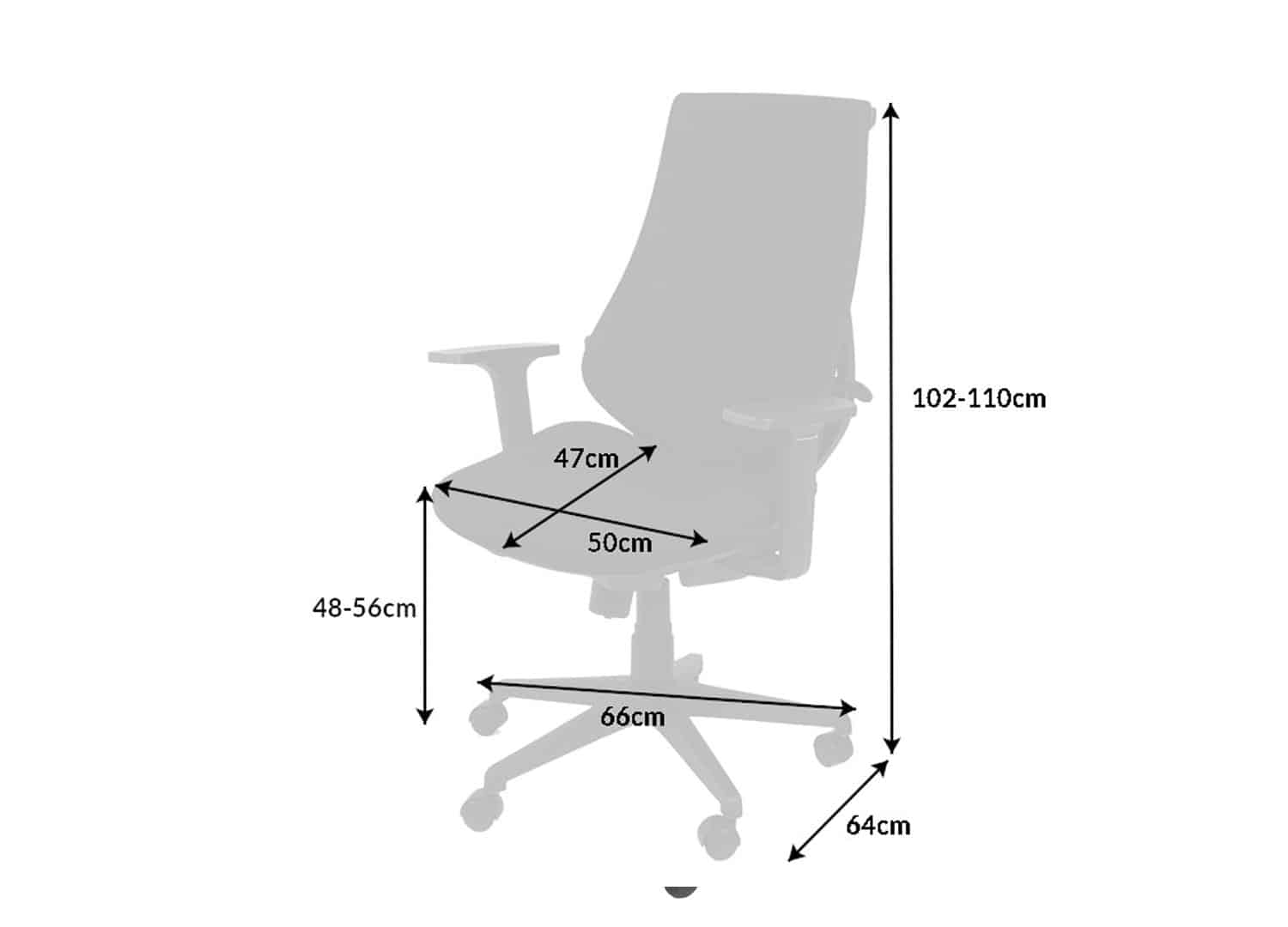 Dimensions de la chaise de bureau en tissu