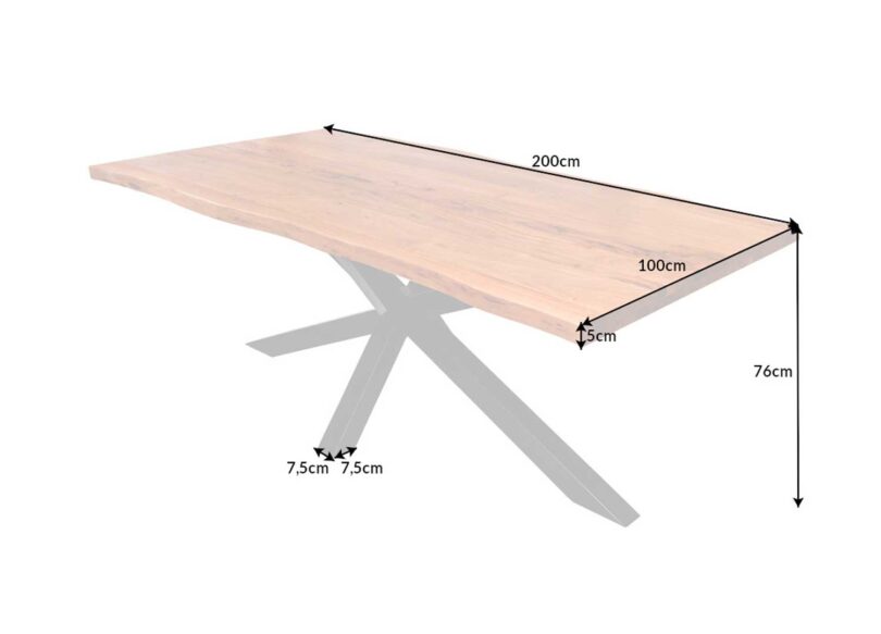 Dimensions de la table à manger en bois naturel