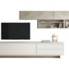 Ensemble TV avec rangements muraux blanc et petra