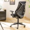 Fauteuil de bureau en tissu noir et plastique