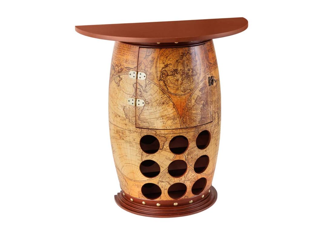 Casier à bouteille en bois massif décor carte du monde