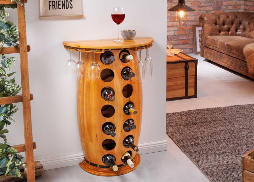 Range bouteille en bois massif design