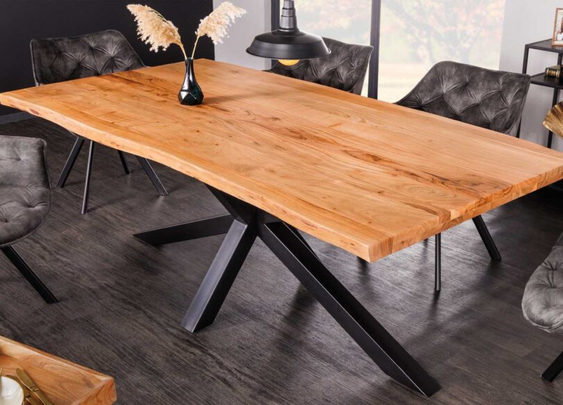 Table de repas en bois massif d'acacia naturel