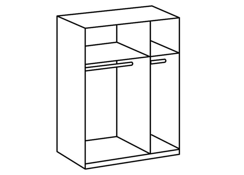 armoire avec 1 grande tringle 1 petite tringle et 1 grand compartiment et 1 petit compartiment
