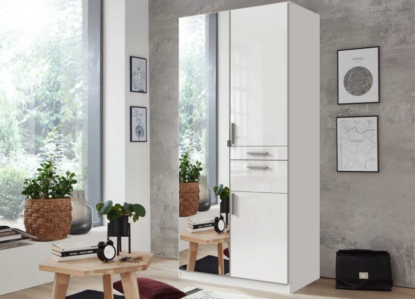 armoire de chambre pas cher blanc laqué