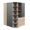 armoire de chambre pour enfant avec penderie etageres et 2 portes gris graphite