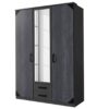 armoire 3 portes moderne aspect chene noir