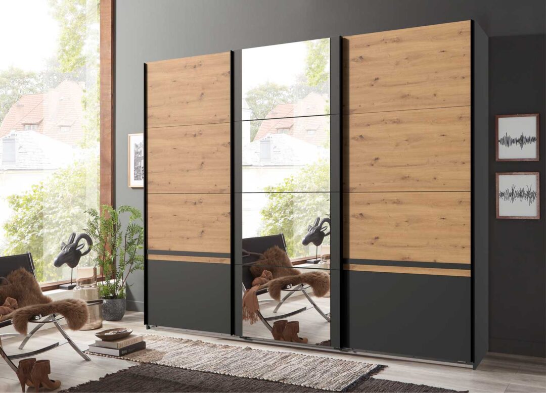 grande armoire 270 cm avec espace dressing et un grand miroir