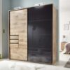 armoire design pas cher imitation chene et verre gris