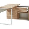 bureau aspect chene et blanc avec 1 tiroir et 1 porte coulissante