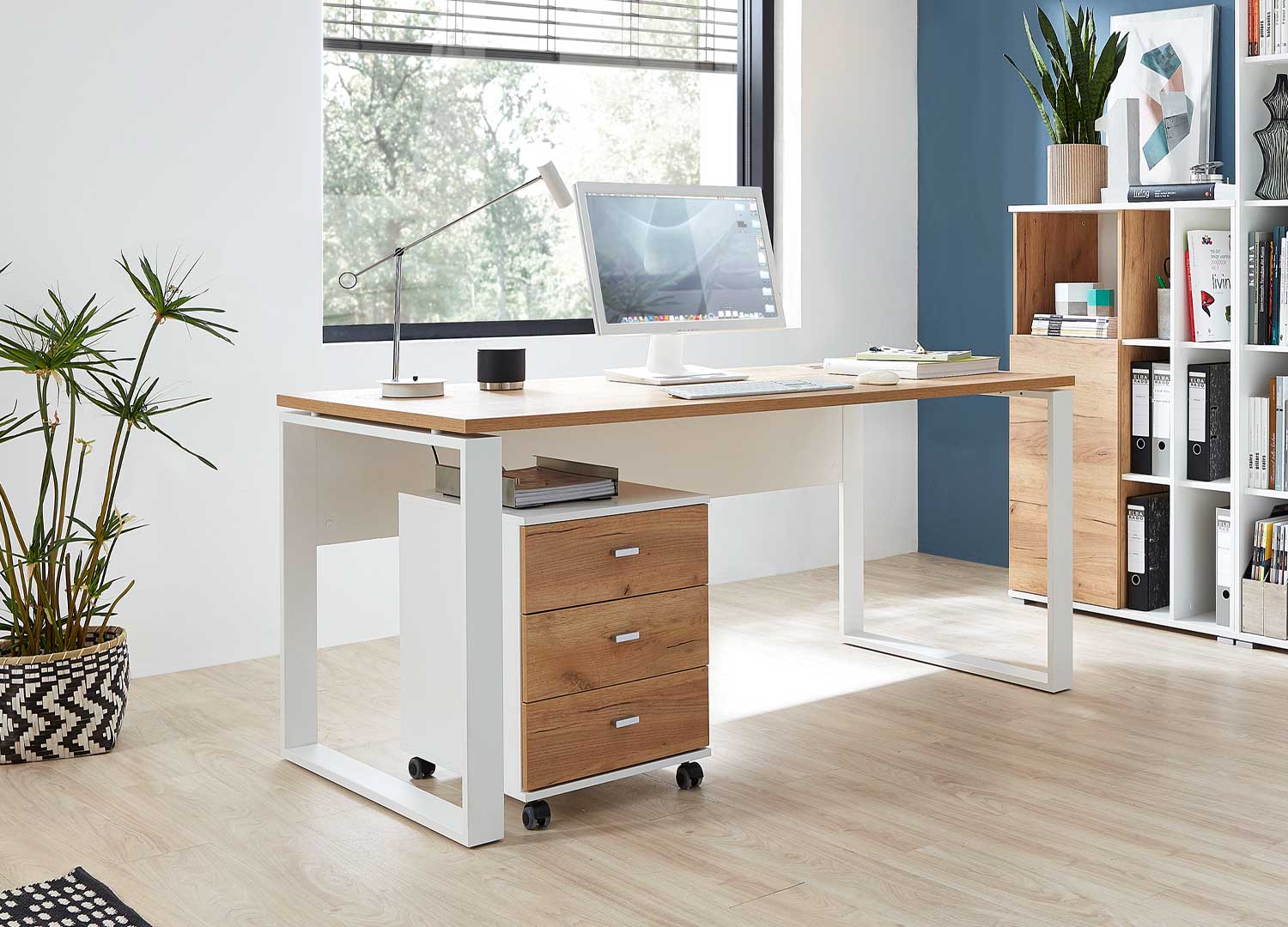 Bureau avec rangement intégré Chêne Navarra pour bureau