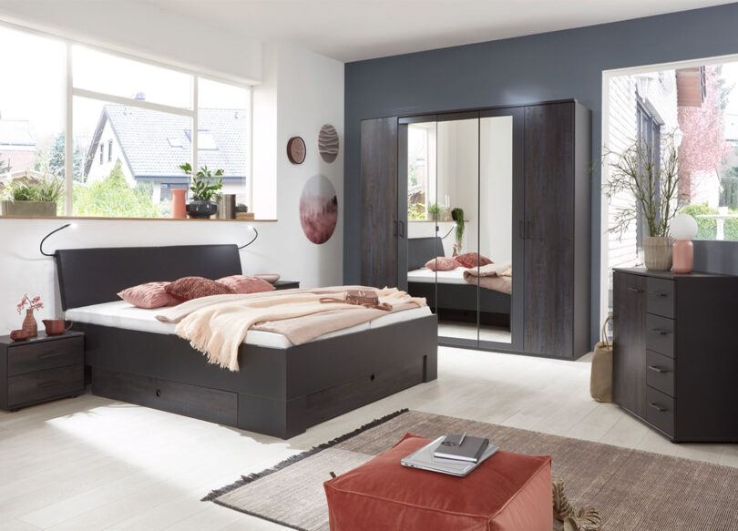 chambre adulte pas cher structure gris graphite et digi steel