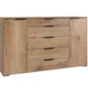 commode 2 portes et 5 tiroirs imitation chene - Chêne
