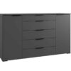 commode 5 tiroirs et 2 portes gris graphite