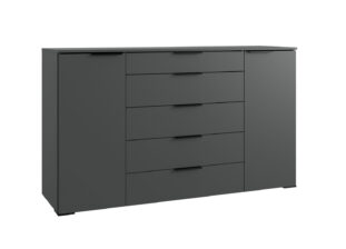 commode 5 tiroirs et 2 portes gris graphite