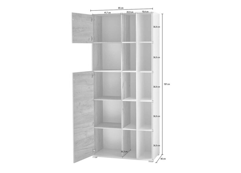 details des dimensions du meuble de rangement pour le bureau