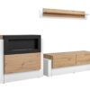 meuble tv moderne blanc et bois avec cheminee decorative