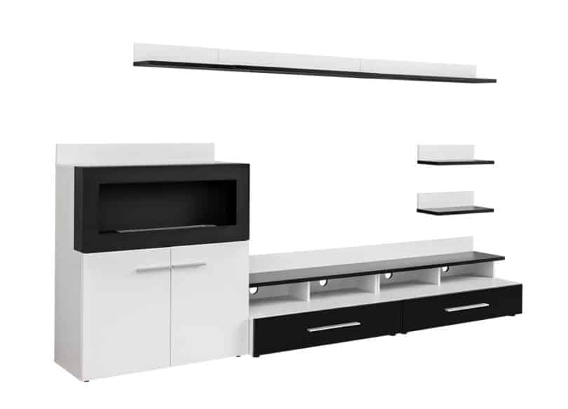 ensemble meuble tv design avec cheminee bio ethanol pas cher