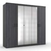 armoire de chambre moderne gris graphite avec 5 portes dont 3 miroirs