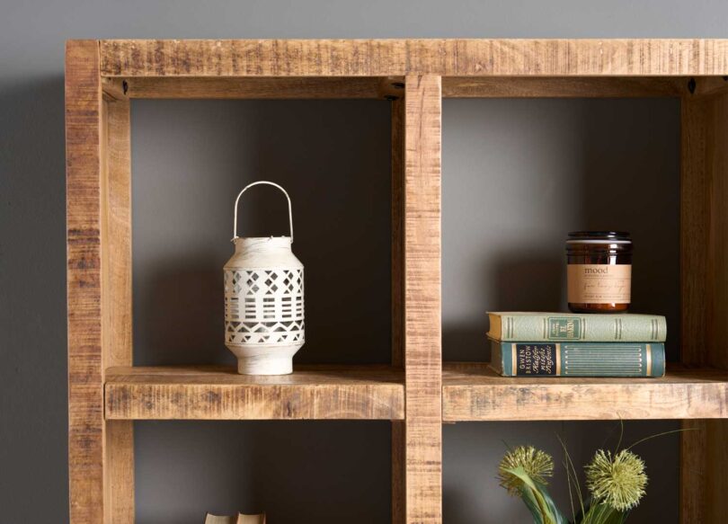 bibliotheque avec 8 casiers de rangement en bois massif