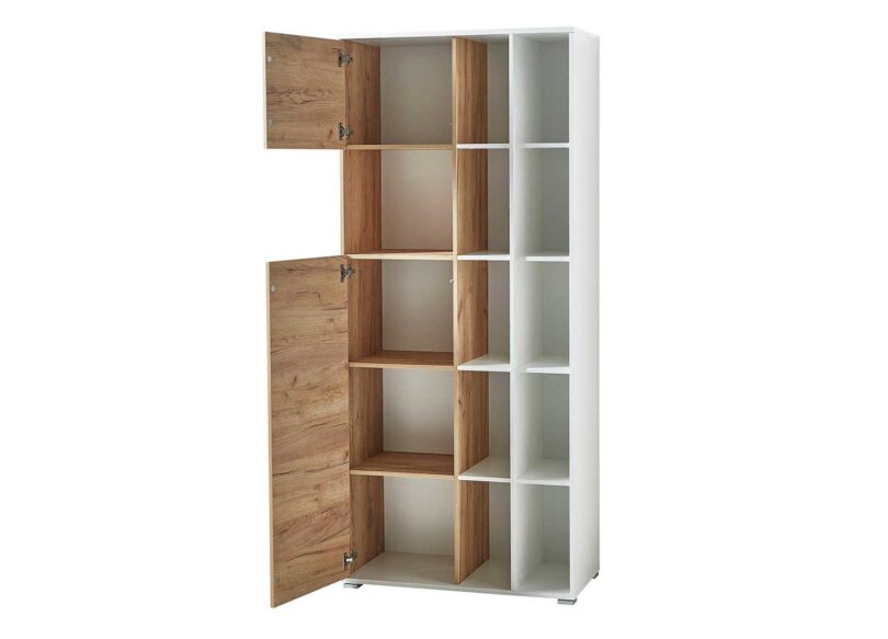 armoire de bureau scandinave blanche et bois