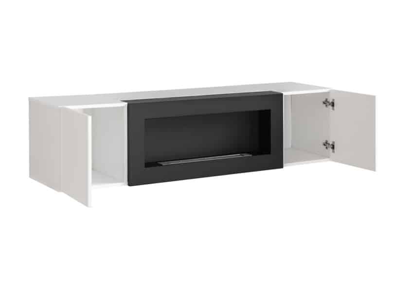 meuble tv mural avec cheminee bio ethanol decorative
