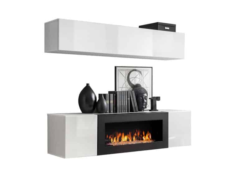 ensemble tv mural moderne blanc brillant