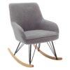 rocking chair en tissu gris et pieds en bois scandinave - Gris