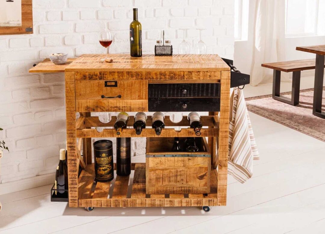 meuble de bar vintage en bois massif