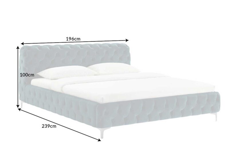 details des dimensions du lit en velours