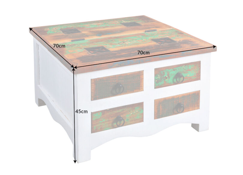 details des dimensions de la table en bois recycle