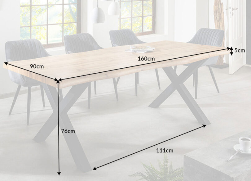 details dimensions table 160 cm