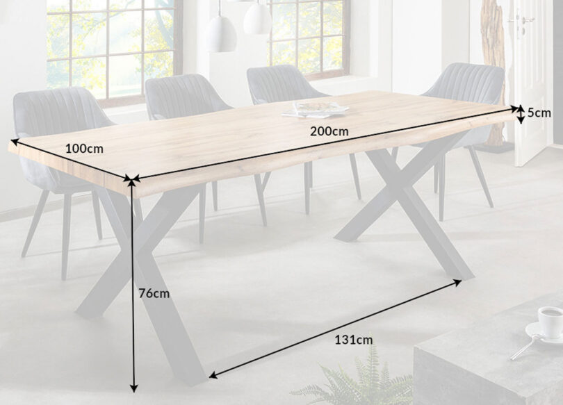 details dimensions table 200 cm