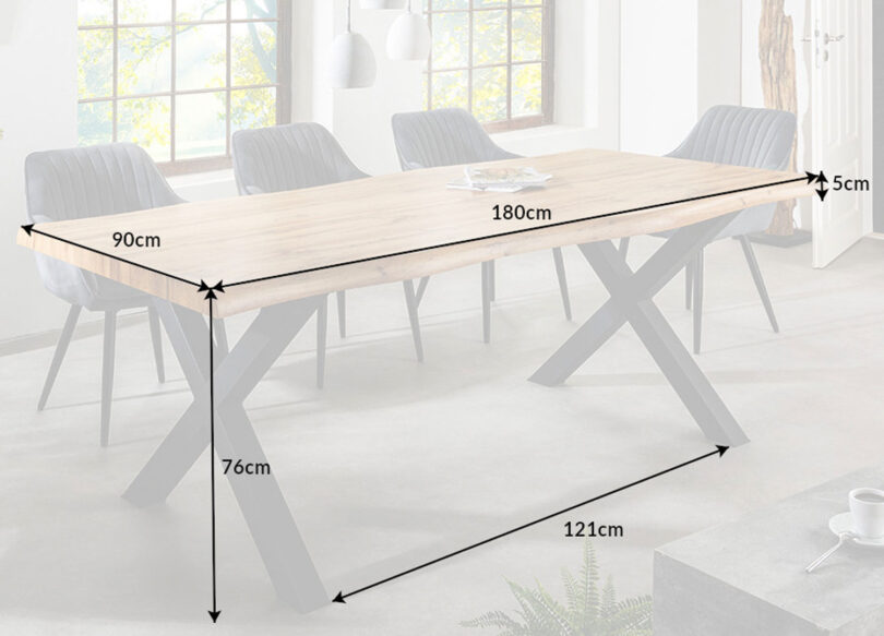 details dimensions table 180 cm