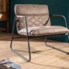 siege lounge confortable style retro en microfibre taupe antique