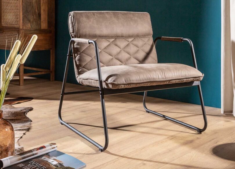 siege lounge confortable style retro en microfibre taupe antique
