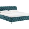 lit couchage 180x200 cm avec tete de lit et cadre de lit en velours bleu pacifique - Bleu