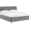 lit pour adulte en velours gris capitonne - Gris