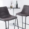 ensemble 2 chaises de bar gris vintage et metal noir