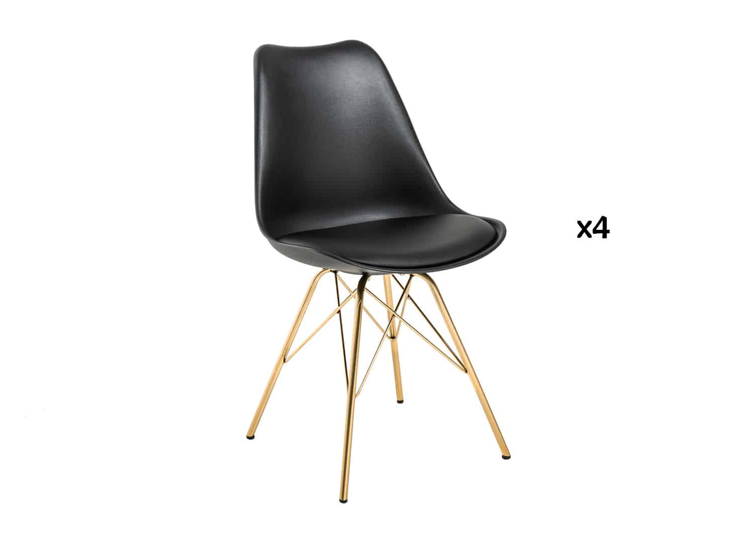 Chaises de salle à manger chaises en coque de chêne noir, lot de 4