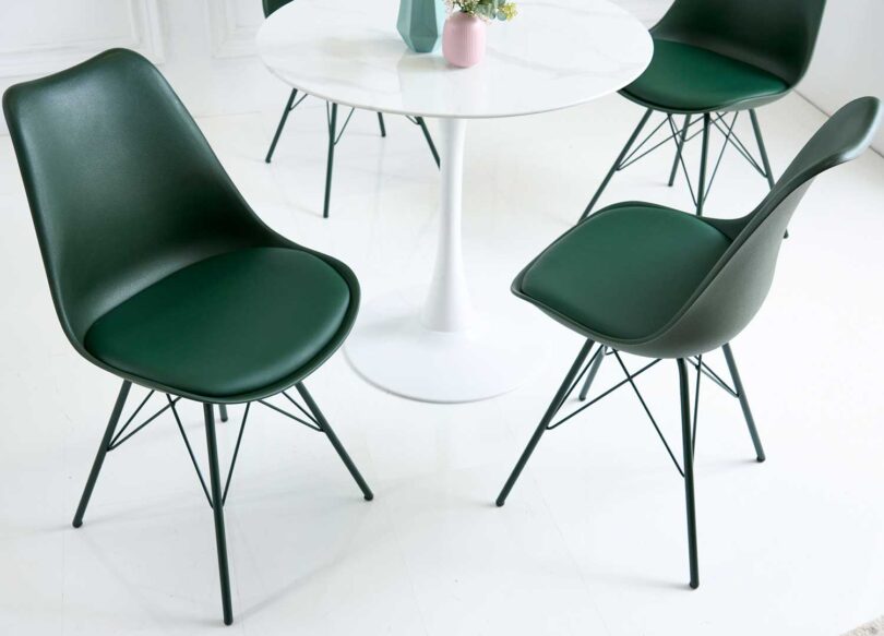 ensemble chaises pas cher en simili cuir vert fonce