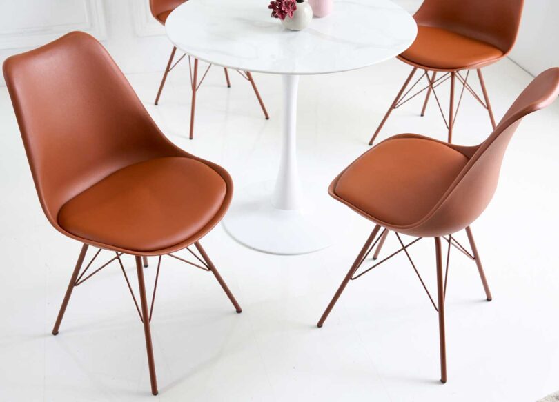 ensemble 4 chaises pas cher en simili cuir marron