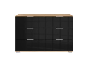 commode moderne 6 tiroirs en verre noir