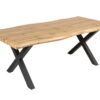 table de repas aspect chene sauvage avec des pieds en metal noir poudre style industriel